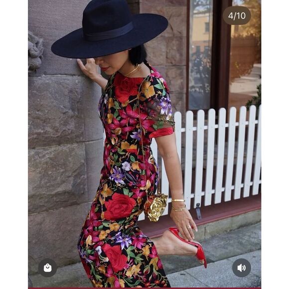 ELLIATT Talia Maxi Dress -Black Floral Wedding Guest Dinner Cocktail Size S NWT - Picture 1 of 8